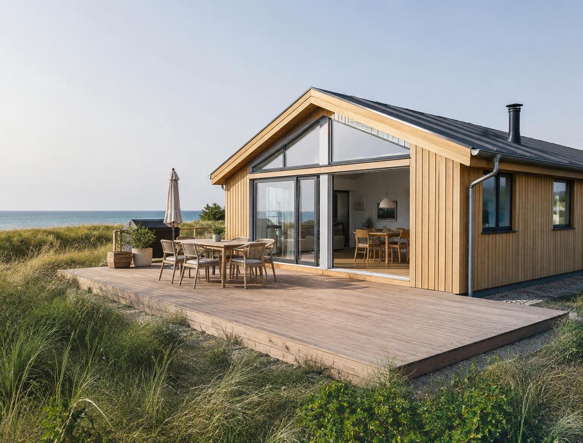 Renoveret sommerhus med træbeklædning